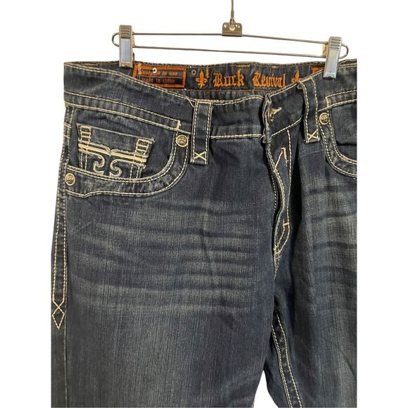 Rock Revival Mens Dark Wash Sebastian Boot Cut Denim Jeans Size 40 - Picture 5 of 11